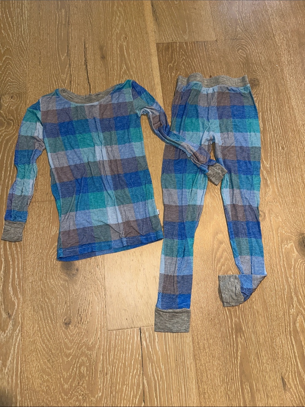 Little Sleepies Kids Plaid Pajama Set - Blue & Green